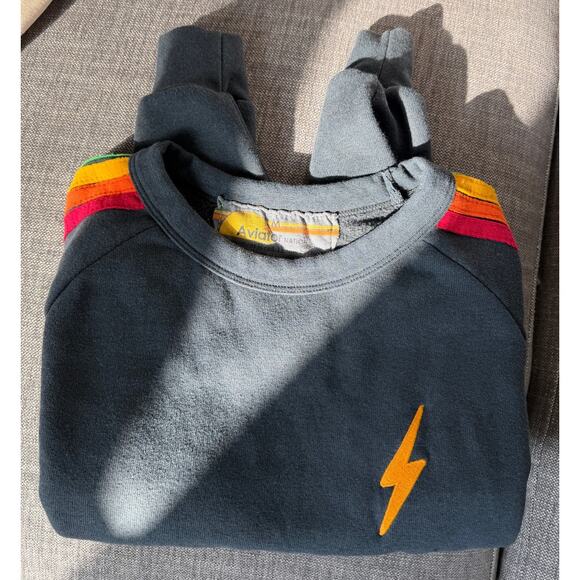 Aviator Nation Bolt Embroidery Cropped Classic Sweatshirt Size M - Picture 2 of 8